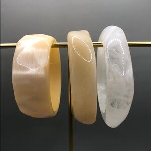 Bundle lot 3 vintage 90's y2k bangle bracelets layer stack resin acrylic cream